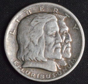 1936 Long Island Commemorative Silver Half Dollar Beautiful Surrounding Detail Around Face