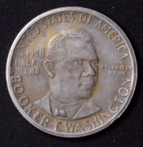 1950 Booker T. Washington 90% Silver Half Dollar Orange Toning!!