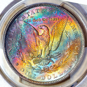 1883 Morgan Dollar PCGS MS63 MONSTER RAINBOW VIBRANT TONER