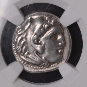 Alexander the Great Kingdom of Macedon 336-323 BC, AR Drachm NGC Genuine Beautiful Strike and Look