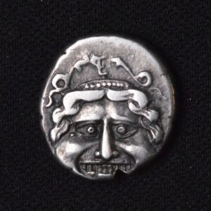 Ancient Greek Mysia Parion 4th BC Silver Hemidrachm Gorgon Face w/ Tongue Extreme Detail, Huge Detail actually
