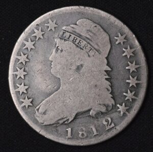 1812 Over 1 Capped Bust Silver Half 50c Dollar Small 8 Very Rare VG Very Good Example!!