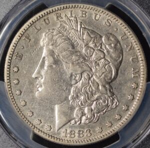 1883-S Morgan Dollar Semi-Key Date PCGS VF35 Natural Surfaces, Unique Look!