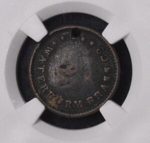 1859 Waterbury, CT Connecticut (Jay's Old Home State!) CT-WB-44 Waterbury Brass Company Token NGC XF Details Brown Copper Beaut!!
