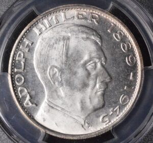Third Reich 1945-1989 Silver Adolf Hitler Medal PCGS SP64 Matte Business Strike Type Finish - Different than our Other!