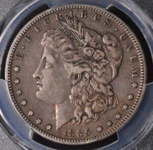 1885-S Morgan Dollar PCGS XF40 Extremely Crusty and Rusty but it Works! Circ. Cameo Surfaces.