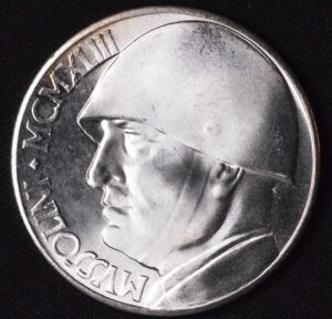 1943 Italy Italian Mussolini 20 Lira Fantasy Silver Coin