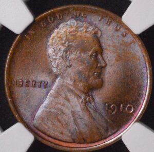 1910-P Lincoln Wheat Cent Early Date NGC MS64 Brown BN Beautiful Purple Toning!!! (After 1909 VDB AND S-VDB!)