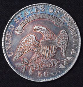 1829 Capped Bust Half Dollar VF Blueberry Razzle Dazzle Reverse Toned!