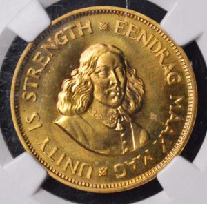 1964 South Africa Suid-Afrika One Cent Brass Coin NGC PR66!