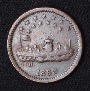 1863 Monitor Our Navy Patriotic Civil War Token Toned Blueberry!