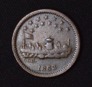 1863 Monitor Our Navy Patriotic Civil War Token Toned Blueberry!