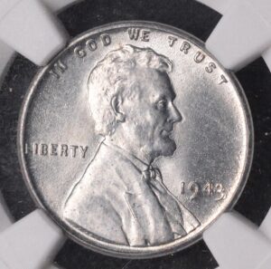 1943-P Lincoln Steel Cent NGC MS64 Error Rotated Reverse 10 Degrees