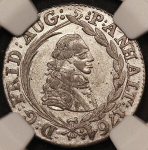 1764 Germany Anhalt-Zerbst 16 Pfennige Silver Coin - NGC UNC - KM #46 (EXTREMELY RARE) Low Pop!