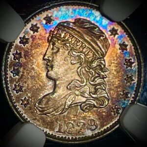 1829 Capped Bust Half Dime NGC MS64 MONSTER TONER!