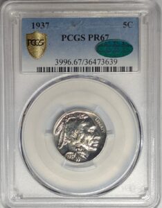 1937 Buffalo Nickel PCGS PR67 CAC Gorgeous Shine, Strike, Semi CAM!