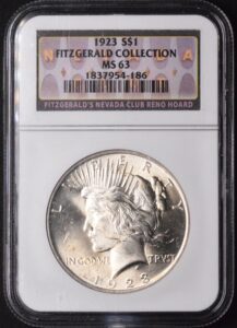 1923 BU Peace Dollar Fitzgerald Collection NGC MS63 Gorgeous!