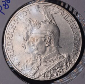 1901-A Germany / Prussia / Russia Bicentennial Silver 5 Mark