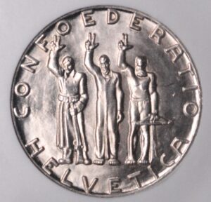 1941-B Switzerland 5 Francs Confederation Anniversay NGC MS66 Silver!