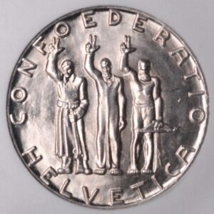 1941-B Switzerland 5 Francs Confederation Anniversay NGC MS66 Silver!