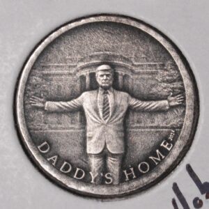 Donald Trump "Daddys Home" on Silver War Nickel Hobo Nickel Carving!