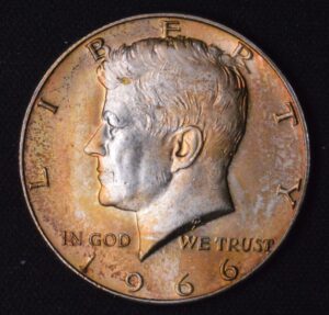 1966 Silver Kennedy Half Dollar Average Brown Toned!