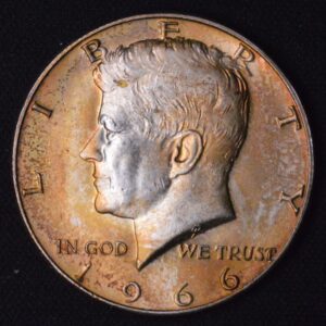 1966 Silver Kennedy Half Dollar Average Brown Toned!