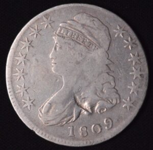 1809 Capped Bust Half Dollar Lettered Edge XXX VG Details (Rare)