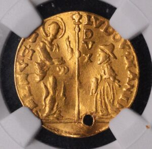 Italy: Venice. Ludovico Manin gold Zecchino ND (1789-1797) XF Details (Holed) NGC