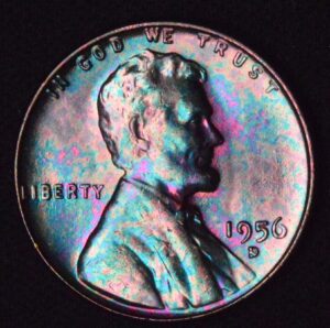 1956-D Monster Rainbow Toned Lincoln Cent!