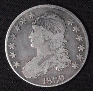 1830 Capped Bust Half Dollar Beautiful Fine Condition Crisp and Circulated Dark Cameo Effect!!