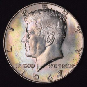 1967 Pastel Rainbow Toned Silver Kennedy Half Dollar (GORGEOUS!)