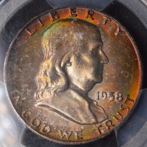 1958-D Franklin Half Dollar Monster Mint Set Color PCGS MS65FBL Full Bell Line