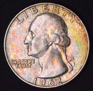 1962-D Washington Silver Quarter Gorgeous Rainbow Album Toning BU!