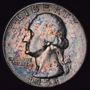 1958-P Silver Washington Quarter Blue Confetti Toning!