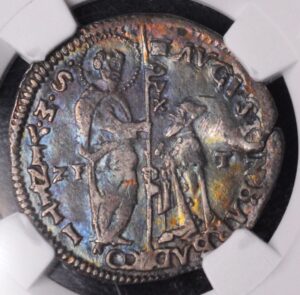 FRESH! Venice, Italy . Agostino Barbarigo Marcello (1/2 Lira) ND (1486-1501) XF45, 3.00gm. GORGEOUS TONING!