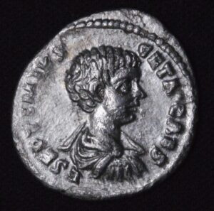 Roman Caracalla as Caesar AR Denarius Rome Mars