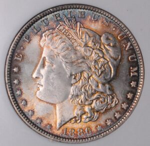 1886 Morgan Silver Dollar Perfect Cheek (Like our 69!) NGC MS63 Old Holder