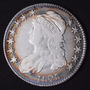 1825 Capped Bust Half Dollar F Fine Gorgeous Rainbow Target Toning - Album Toner!!!