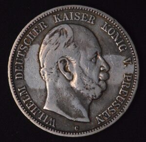 1876 German Prussia Silver 5 Marks Tab Toned!