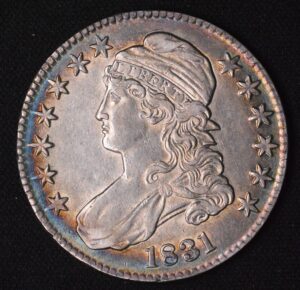 1831 Capped Bust Half Dollar MONSTER Album Toner! BEAUTIFUL AU/BU but STRONG AU AT LEAST! ORIGINAL PAINT