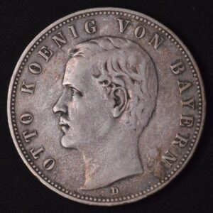 1901 German Empire (Bavaria) Silver 5 Marks BEAUTIFUL ORIGINAL CRUST.