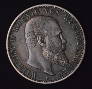 German Empire Wurttemburg 1904 5 Marks Original Skin!!