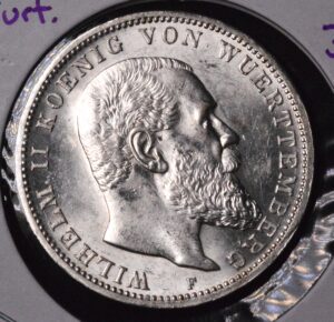 Prussia Drei (2) Mark Silver Coin BU MS63 or Better