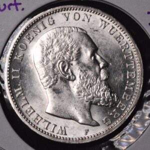 Prussia Drei (2) Mark Silver Coin BU MS63 or Better