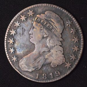 1819 Capped Bust Half Dollar F Fine Condition Marvelous Toning!