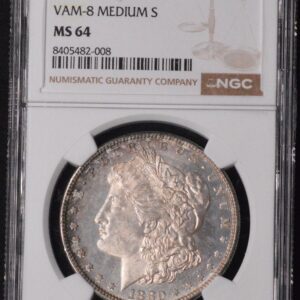 1880/79-S TOP 100 Morgan Silver Dollar VAM-8 Medium S Gorgeous Reverse Puma Print Toning!!!