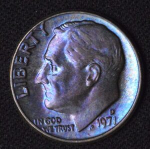 1971-D Monster Blueberry Toned (You can Eat it!) Roosevelt Dime!
