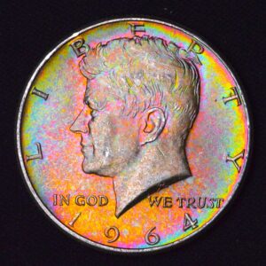 MONSTER LUSTER, MONSTER COLOR. 1964-P Kennedy Half Dollar EXTREME RAINBOW ROLL TONER! MONSTER. TRUE MONSTER!
