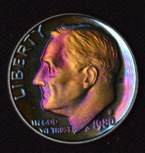 1980-S Awesome 80's Toned Roosevelt Dime!!